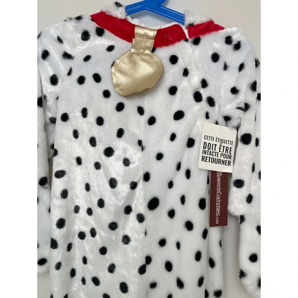 Halloween Costumes Kids Dalmatian Dog Plush Jumpsuit XS (4) White Black Spotted